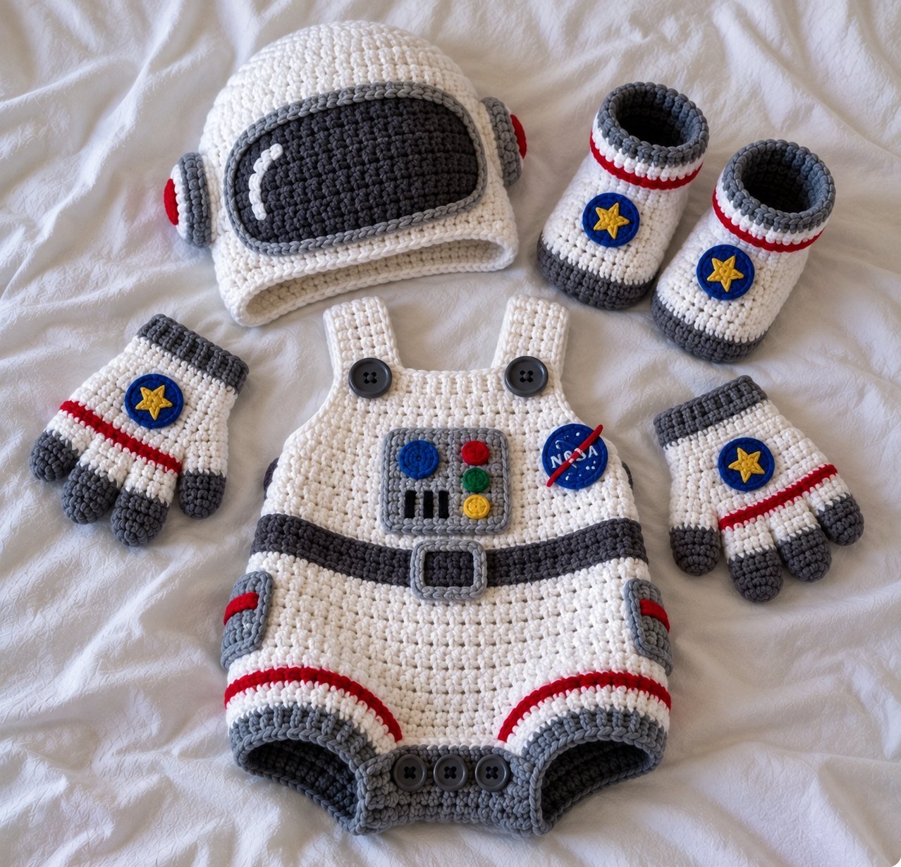 Fantasia de crochê Astronauta Mirim
